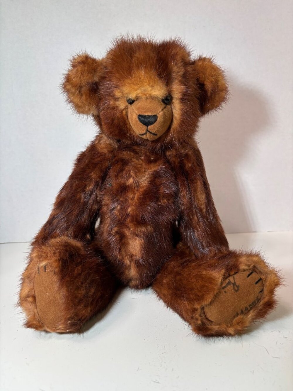 Mink Fur Teddy Beart Artist Signed Fully Jointed One of a Kind 14"